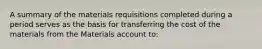 A summary of the materials requisitions completed during a period serves as the basis for transferring the cost of the materials from the Materials account to: