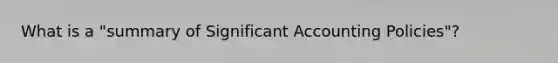 What is a "summary of Significant Accounting Policies"?