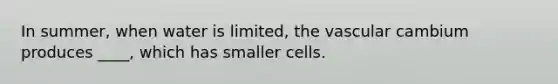 In summer, when water is limited, the vascular cambium produces ____, which has smaller cells.