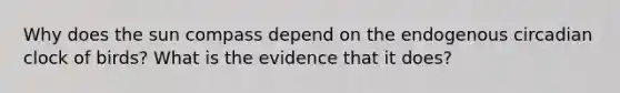 Why does the sun compass depend on the endogenous circadian clock of birds? What is the evidence that it does?