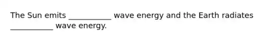 The Sun emits ___________ wave energy and the Earth radiates ___________ wave energy.