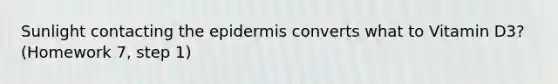 Sunlight contacting the epidermis converts what to Vitamin D3?(Homework 7, step 1)