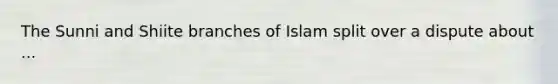 The Sunni and Shiite branches of Islam split over a dispute about ...