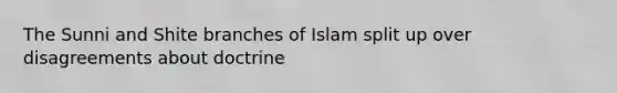 The Sunni and Shite branches of Islam split up over disagreements about doctrine