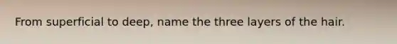 From superficial to deep, name the three layers of the hair.