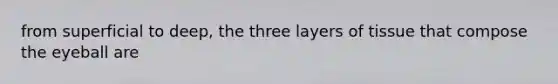 from superficial to deep, the three layers of tissue that compose the eyeball are