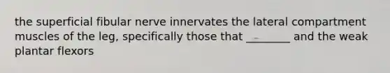 the superficial fibular nerve innervates the lateral compartment muscles of the leg, specifically those that ________ and the weak plantar flexors