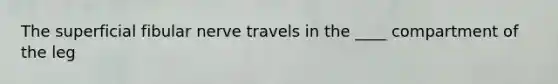 The superficial fibular nerve travels in the ____ compartment of the leg