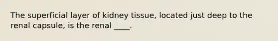 The superficial layer of kidney tissue, located just deep to the renal capsule, is the renal ____.