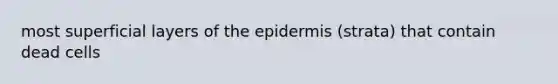 most superficial layers of the epidermis (strata) that contain dead cells