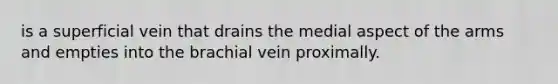 is a superficial vein that drains the medial aspect of the arms and empties into the brachial vein proximally.