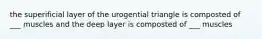 the superificial layer of the urogential triangle is composted of ___ muscles and the deep layer is composted of ___ muscles