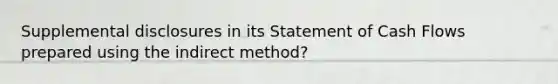 Supplemental disclosures in its Statement of Cash Flows prepared using the indirect method?