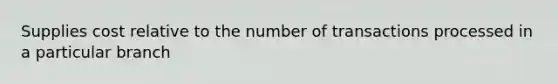 Supplies cost relative to the number of transactions processed in a particular branch