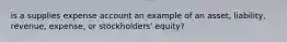 is a supplies expense account an example of an asset, liability, revenue, expense, or stockholders' equity?