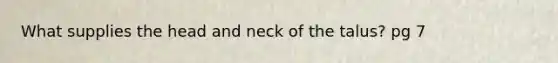 What supplies the head and neck of the talus? pg 7