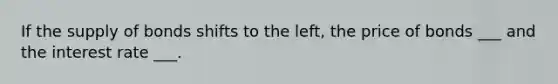 If the supply of bonds shifts to the left, the price of bonds ___ and the interest rate ___.