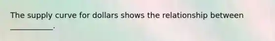 The supply curve for dollars shows the relationship between​ ___________.