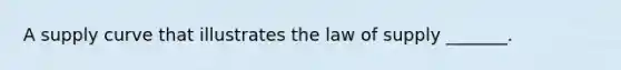 A supply curve that illustrates the law of supply​ _______.