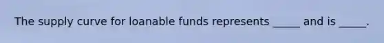 The supply curve for loanable funds represents _____ and is _____.