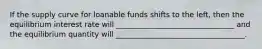 If the supply curve for loanable funds shifts to the left, then the equilibrium interest rate will ________________________________ and the equilibrium quantity will ___________________________________.