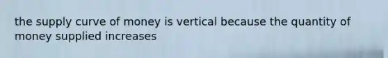 the supply curve of money is vertical because the quantity of money supplied increases