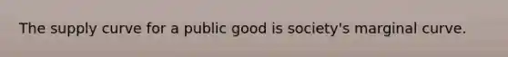 The supply curve for a public good is society's marginal curve.