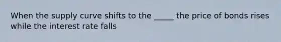 When the supply curve shifts to the _____ the price of bonds rises while the interest rate falls