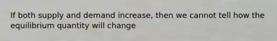 If both supply and demand increase, then we cannot tell how the equilibrium quantity will change