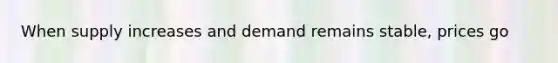 When supply increases and demand remains stable, prices go