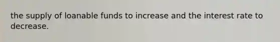 the supply of loanable funds to increase and the interest rate to decrease.