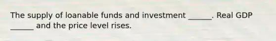 The supply of loanable funds and investment​ ______. Real GDP​ ______ and the price level rises.