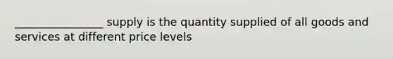 ________________ supply is the quantity supplied of all goods and services at different price levels