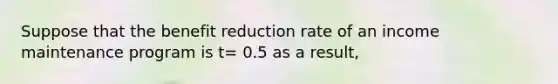 Suppose that the benefit reduction rate of an income maintenance program is t= 0.5 as a result,