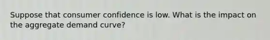 Suppose that consumer confidence is low. What is the impact on the aggregate demand curve?