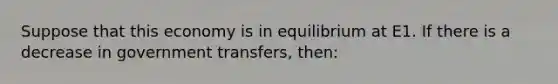 Suppose that this economy is in equilibrium at E1. If there is a decrease in government transfers, then: