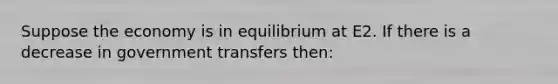 Suppose the economy is in equilibrium at E2. If there is a decrease in government transfers then: