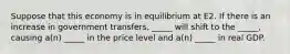 Suppose that this economy is in equilibrium at E2. If there is an increase in government transfers, _____ will shift to the _____, causing a(n) _____ in the price level and a(n) _____ in real GDP.