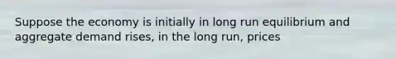 Suppose the economy is initially in long run equilibrium and aggregate demand rises, in the long run, prices