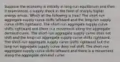 Suppose the economy is initially in long-run equilibrium and then it experiences a supply shock in the form of sharply higher energy prices. Which of the following is true? The short-run aggregate supply curve shifts leftward and the long-run supply curve shifts rightward. The short-run aggregate supply curve shifts rightward and there is a movement along the aggregate demand curve. The short-run aggregate supply curve does not shift and the long-run aggregate supply curve shifts rightward. The short-run aggregate supply curve shifts rightward but the long-run aggregate supply curve does not shift. The short-run aggregate supply curve shifts leftward and there is a movement along the aggregate demand curve.