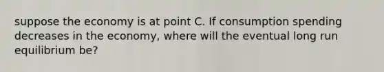 suppose the economy is at point C. If consumption spending decreases in the economy, where will the eventual long run equilibrium be?