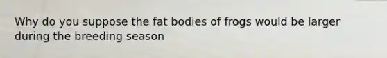 Why do you suppose the fat bodies of frogs would be larger during the breeding season