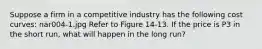 Suppose a firm in a competitive industry has the following cost curves: nar004-1.jpg Refer to Figure 14-13. If the price is P3 in the short run, what will happen in the long run?