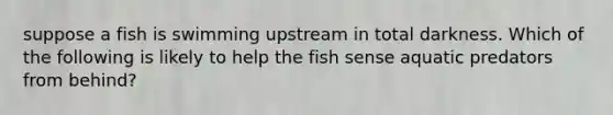 suppose a fish is swimming upstream in total darkness. Which of the following is likely to help the fish sense aquatic predators from behind?