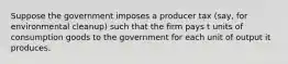 Suppose the government imposes a producer tax (say, for environmental cleanup) such that the firm pays t units of consumption goods to the government for each unit of output it produces.