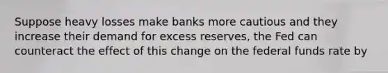 Suppose heavy losses make banks more cautious and they increase their demand for excess reserves, the Fed can counteract the effect of this change on the federal funds rate by