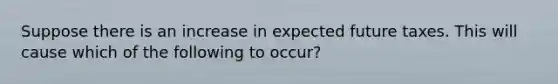 Suppose there is an increase in expected future taxes. This will cause which of the following to occur?