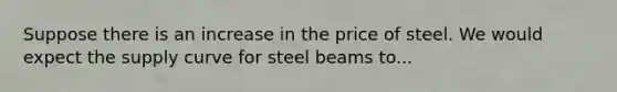 Suppose there is an increase in the price of steel. We would expect the supply curve for steel beams to...