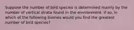 Suppose the number of bird species is determined mainly by the number of vertical strata found in the environment. If so, in which of the following biomes would you find the greatest number of bird species?