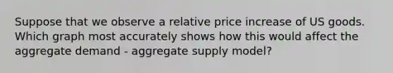 Suppose that we observe a relative price increase of US goods. Which graph most accurately shows how this would affect the aggregate demand - aggregate supply model?